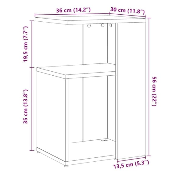vidaXL sidebord 36x30x56 cm konstrueret træ kunsteg