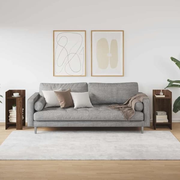 vidaXL Sideborde 2 stk med reol brun eg 25,5x27x60 cm