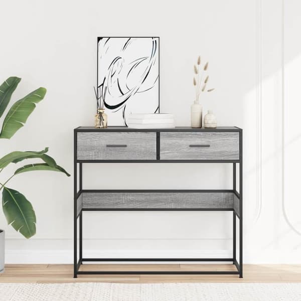 vidaXL Konsollbord grå sonoma 90x35x80 cm konstruert tre
