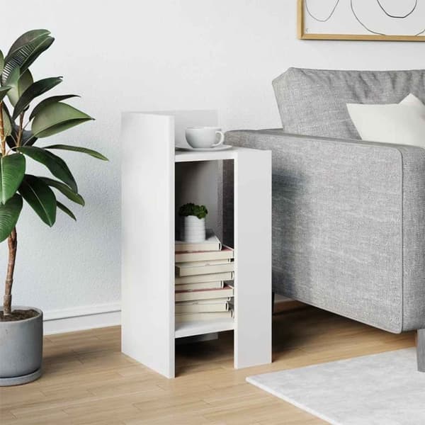 vidaXL sidebord med hylde Hvid 25,5x27x60 cm