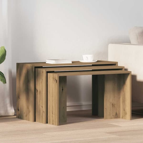 vidaXL Stablebord 3 stk artisan eik konstruert tre