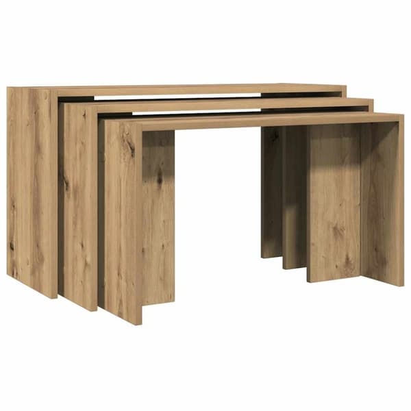 vidaXL Stablebord 3 stk artisan eik konstruert tre