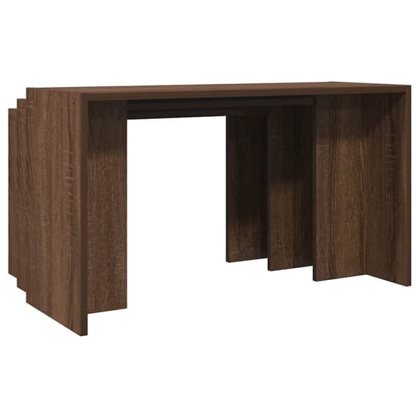 vidaXL Stablebord 3 stk brun eik konstruert tre