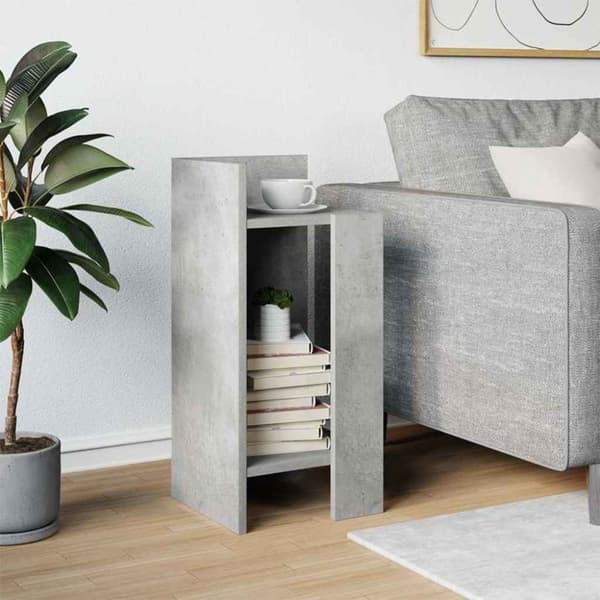 vidaXL Sidebord med hylle betonggrå 25,5x27x60 cm