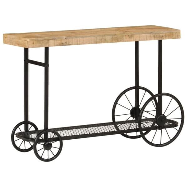 vidaXL konsolbord 112x36x76 cm massivt mangotræ og jern
