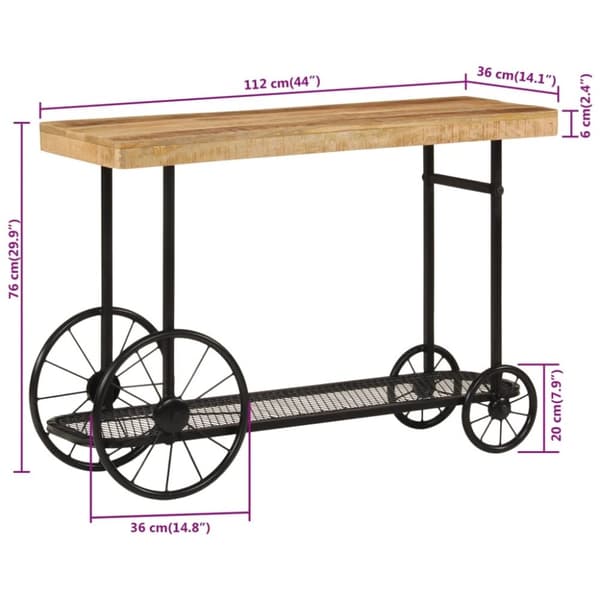 vidaXL konsolbord 112x36x76 cm massivt mangotræ og jern