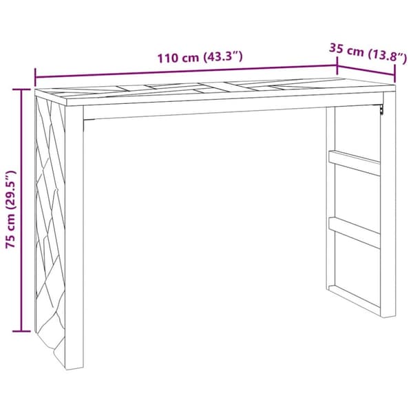 vidaXL konsolipöytä 110x35x75 cm massiivipuuta tiikiä