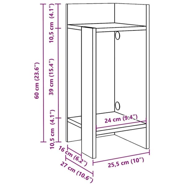 vidaXL Sideborde 2 stk med reol hvid 25,5x27x60 cm