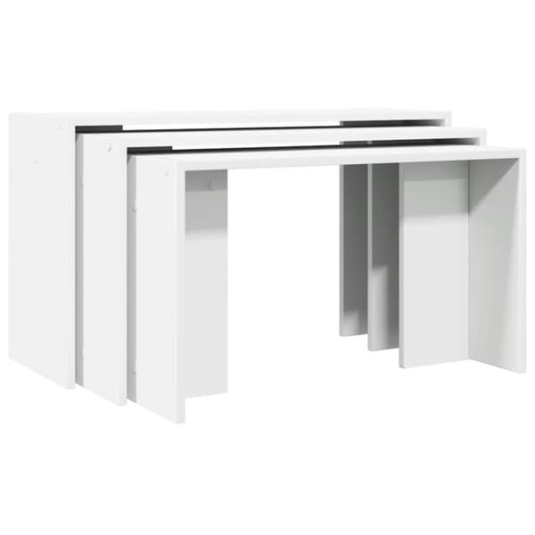 vidaXL Stablebord 3 stk hvit konstruert tre