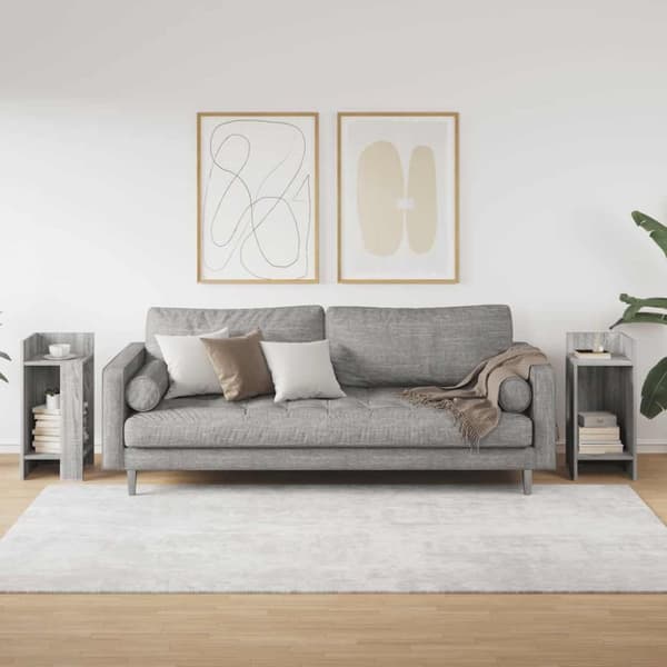 vidaXL Sidebord 2 stk med hylle grå sonoma 25,5x27x60 cm