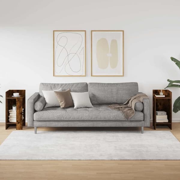 vidaXL Sidebord 2 stk med hylle røkt eik 25,5x27x60 cm