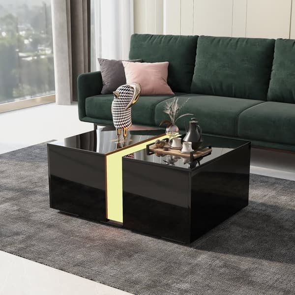 Moderne sofabord med LED - Blank overflade - Sort