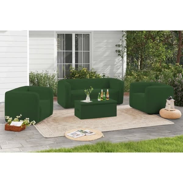 Soffbord med förvaring Terrakotta - Mörkgrön - Massivt trä - Rektangulärt - Fällbart - 96x38,5x45,5 cm