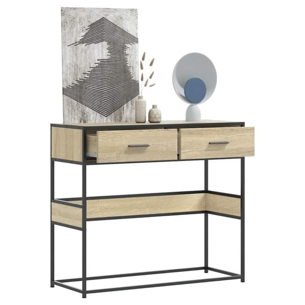 vidaXL konsolbord 90x35x80 cm konstrueret træ sonoma-eg