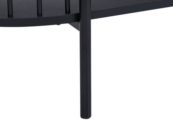 Sort MDF-sofabord 103 x 50 cm ovalt bord med hylde til stue/soveværelse