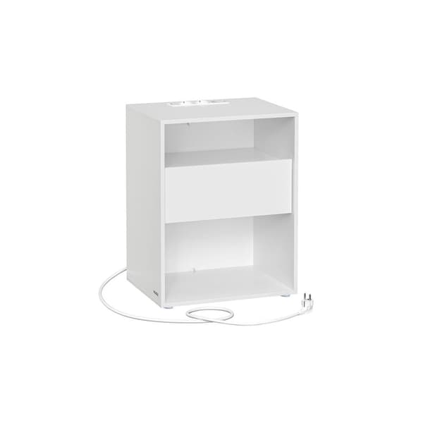 Rootz sengebord med opladningsfunktion - Natbord - Skuffe - Mat hvid - Spånplademateriale - 35 cm x 45 cm x 58,3 cm - 11,6 kg