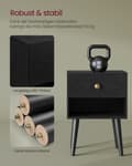 Miniatyrbild 4 av 7: Rootz Ebony Black Sängbord - Nattduksbord - Sängskåp - Spånskiva - MDF - Massivt trä - 28cm x 39cm x 55cm