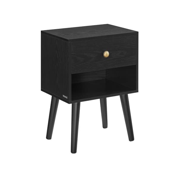 Rootz Ebony Black Sängbord - Nattduksbord - Sängskåp - Spånskiva - MDF - Massivt trä - 28cm x 39cm x 55cm
