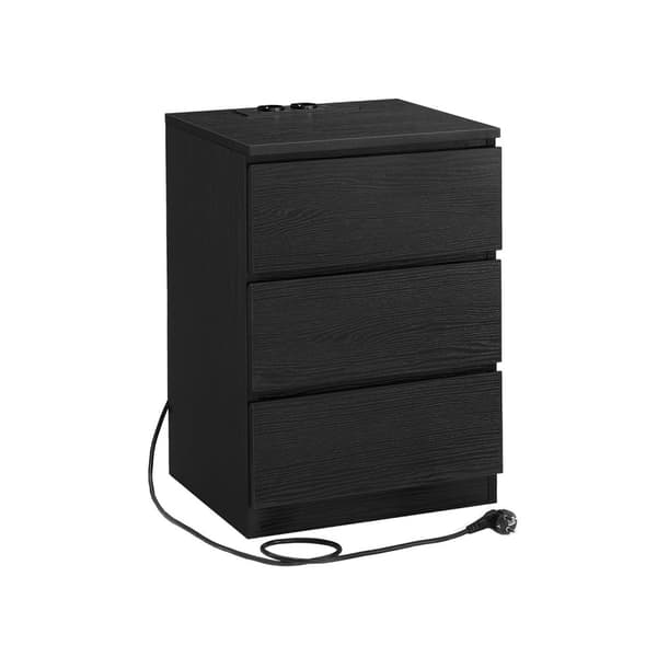 Rootz sidebord med 3 skuffer - Natbord - Natbord - Moderne design - Ibenholts sort finish - 45cm x 40cm x 60cm