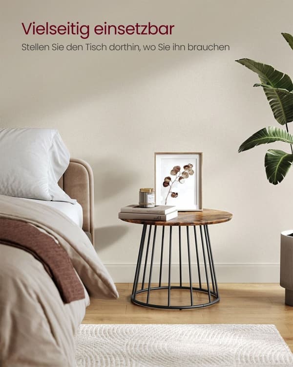 Rootz Vintage Brown -teräsrunkoinen sohvapöytäsetti - MDF-sivupöydät - Vintage Ruskea - 60cm x 45cm & 41,5cm x 37cm - Kevyt - 9,1kg