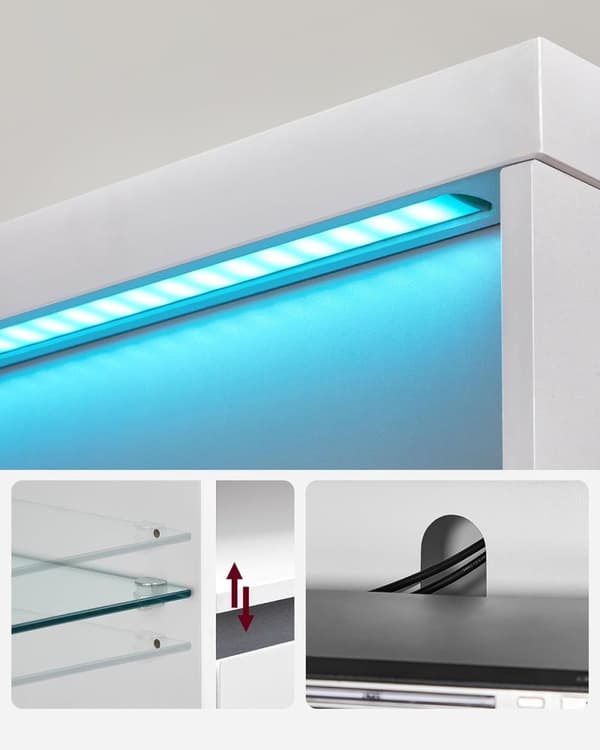 TV -möbler - TV -bord - med öppna hyllor - LED -belysning - 160 cm