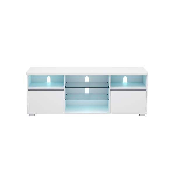 TV -möbler - TV -bord - med öppna hyllor - LED -belysning - 160 cm
