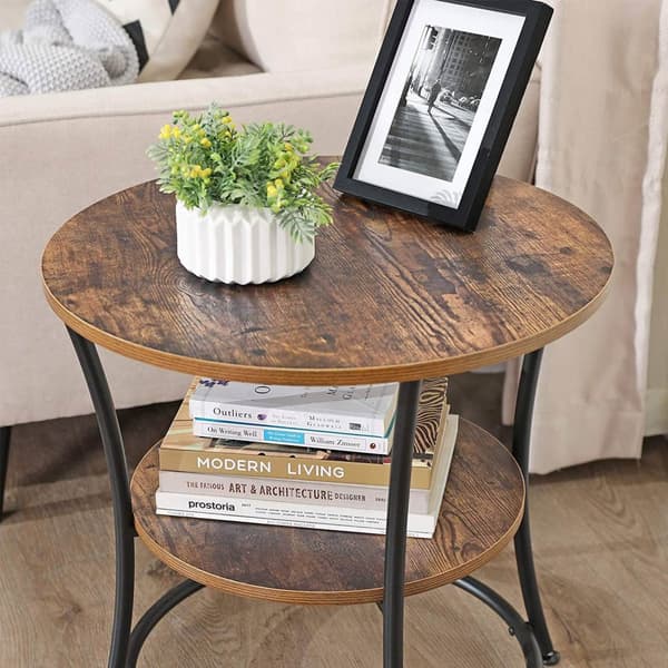 Sidebord - med 2 hylder - Industriel design - Brun/sort