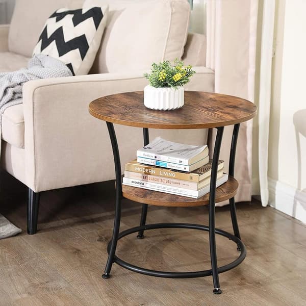 Sidebord - med 2 hylder - Industriel design - Brun/sort