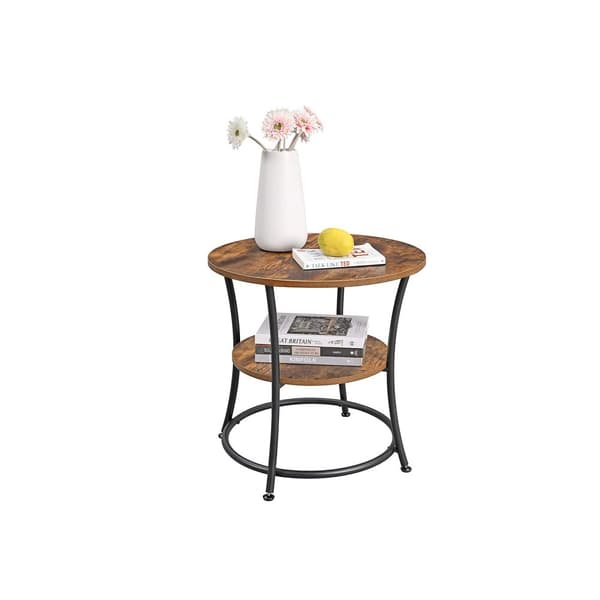 Sidebord - med 2 hylder - Industriel design - Brun/sort