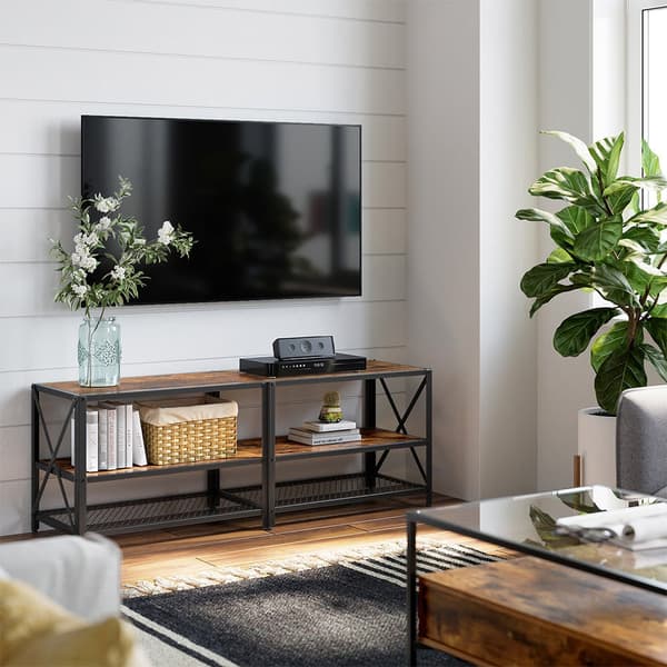 TV -möbler - Lowboard - TV -skåp - TV -bord - TV -tavla - Vintage Brown/Black