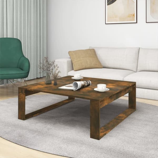 Soffbord rökfärgad ek 100x100x35 cm konstruerat trä