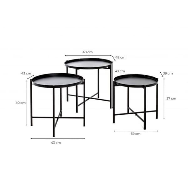 Set med 3 soffbord - LOUNGITUDE - LIROY - Svart metall - Modernt - Design