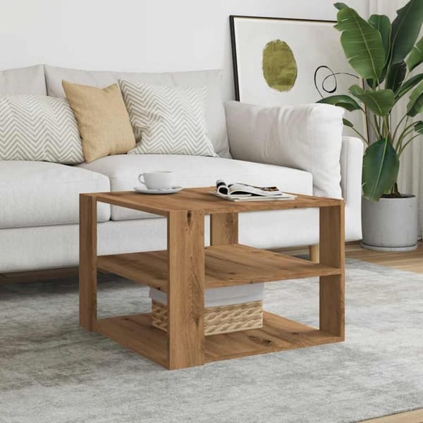 vidaXL Salongbord artisan eik 58x58x40 cm konstruert tre