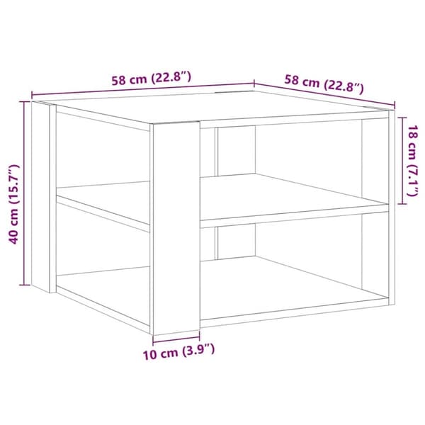 vidaXL Salongbord artisan eik 58x58x40 cm konstruert tre