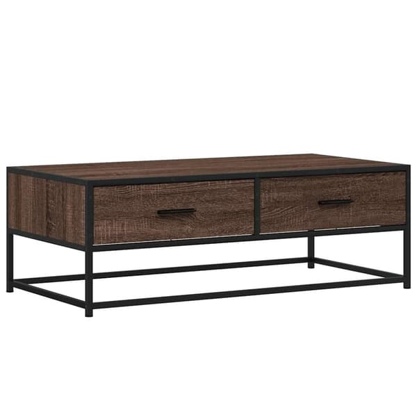 vidaXL Sohvapöytä ruskea tammi 100x50x35 cm tekninen puu ja metalli