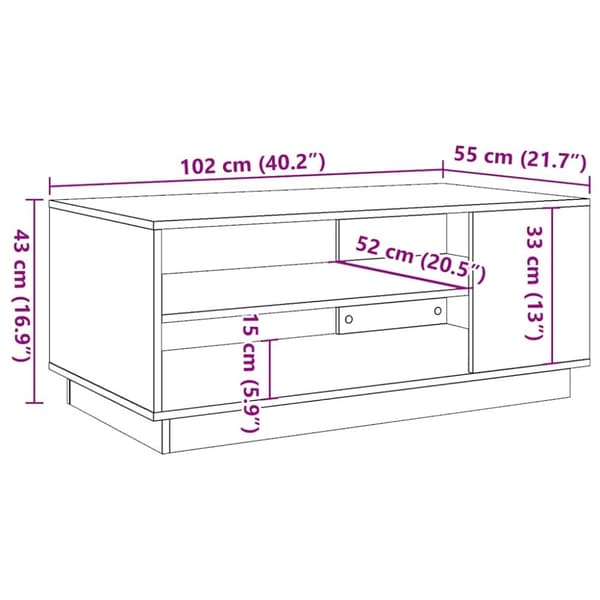 vidaXL Sohvapöytä artesaani tammi 102x55x43 cm tekninen puu
