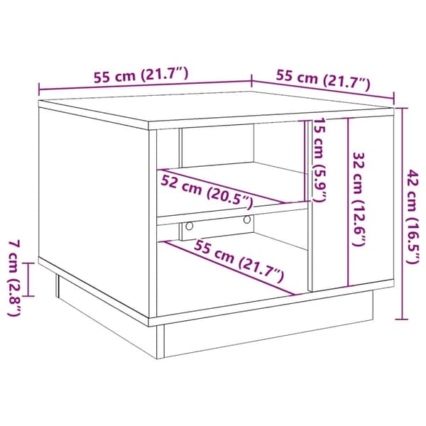 vidaXL sofabord 55x55x42 cm konstrueret træ kunsteg