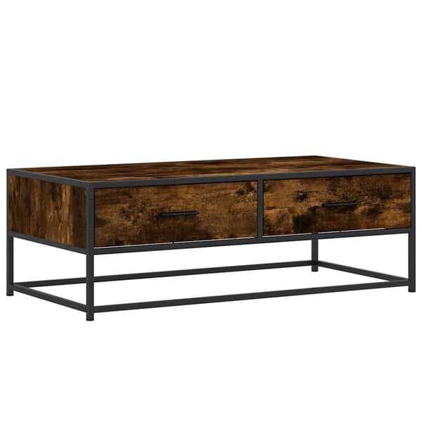 vidaXL Salongbord røkt eik 100x50x35 cm konstruert tre og metall