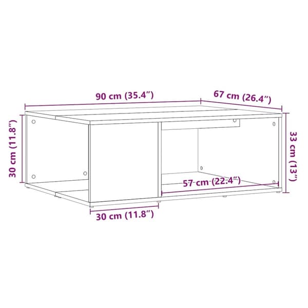 vidaXL Salongbord artisan eik 90x67x33 cm konstruert tre