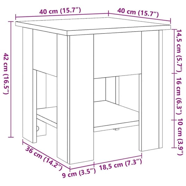 vidaXL Soffbord artisan ek 40x40x42 cm konstruerat trä
