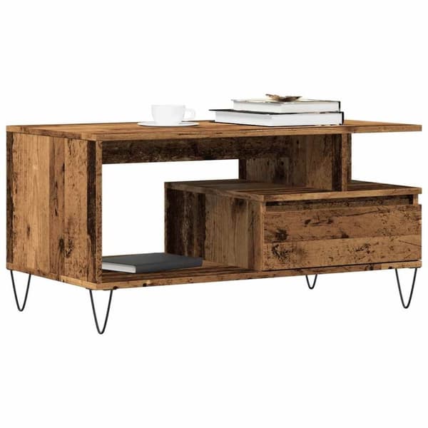 vidaXL sofabord 90x49x45 cm konstrueret træ antikt trælook