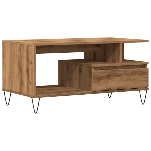vidaXL Salongbord artisan eik 90x49x45 cm konstruert tre