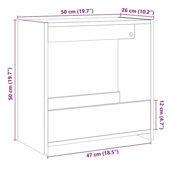 vidaXL sidebord 50x26x50 cm konstrueret træ kunsteg