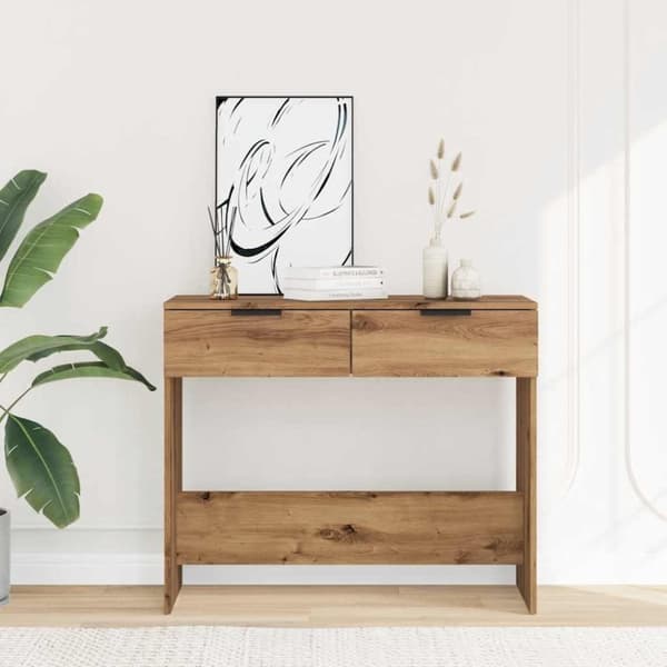 vidaXL Konsolbord artisan ek 90x36x75 cm konstruerat trä
