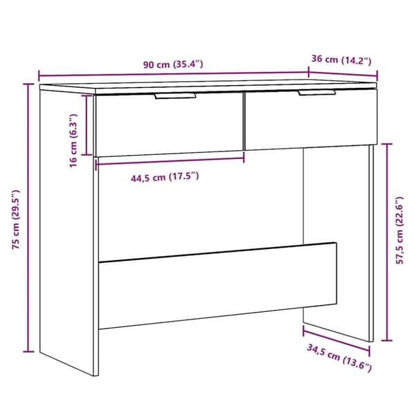 vidaXL Konsolbord artisan ek 90x36x75 cm konstruerat trä
