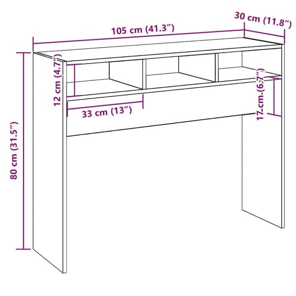 vidaXL Konsollbord artisan eik 105x30x80 cm konstruert tre