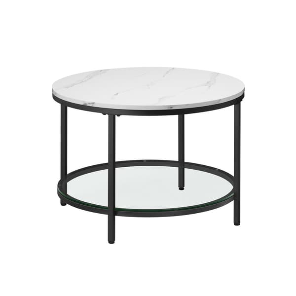 Sofabord-2 niveauer-glasplademarble sort-blæk sort sort