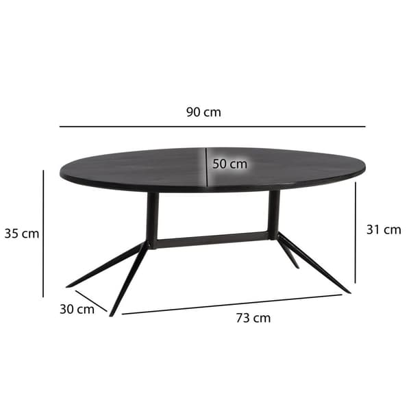 Rootz Oval sohvapöytä - Moderni muotoilu - Luonnollinen puun syy - Ainutlaatuinen käsintehty käsityö - 90cm x 50cm x 35cm