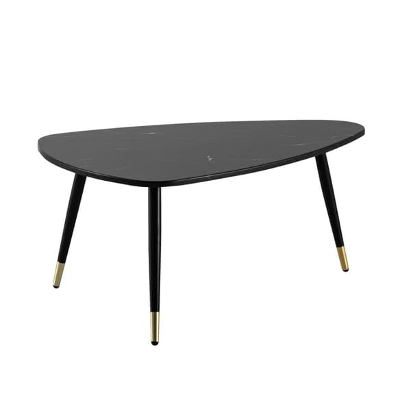 Rootz trekantigt soffbord - Modernt soffbord - Vardagsrumsbord - Marmorlook - Säkra metallben - 90cm x 60cm x 41cm