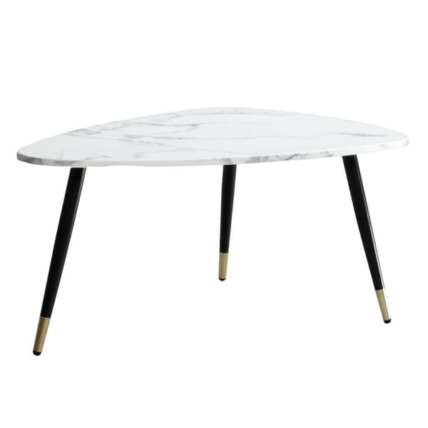 Rootz trekantet sofabord - Moderne sofabord - Stilfuldt stuebord - Marmorlook - 90cm x 60cm x 41cm
